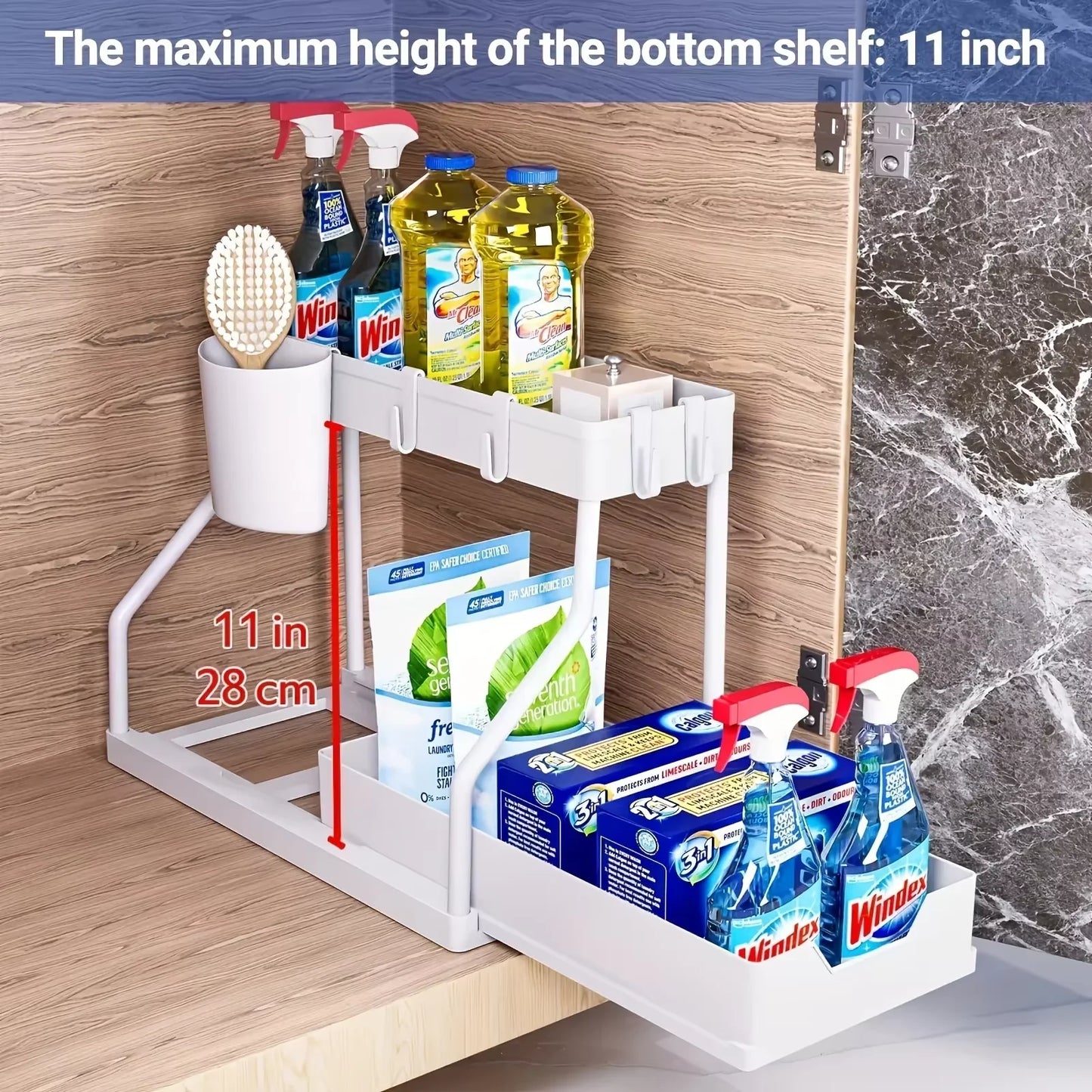 2-Tier Sliding Under-Sink Cabinet Organizer