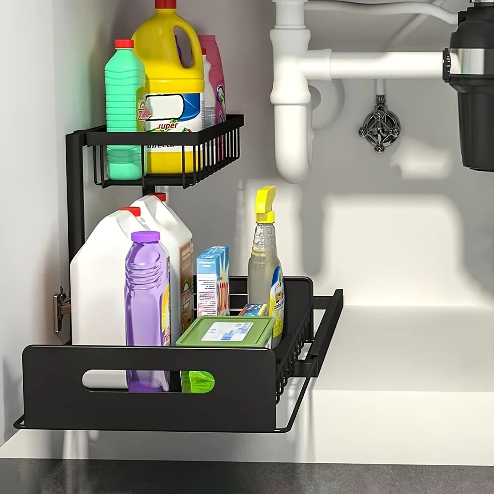 Metal Pull-Out Under Sink Organizer with Drawer