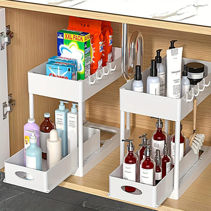 2-Tier Sliding Under-Sink Cabinet Organizer