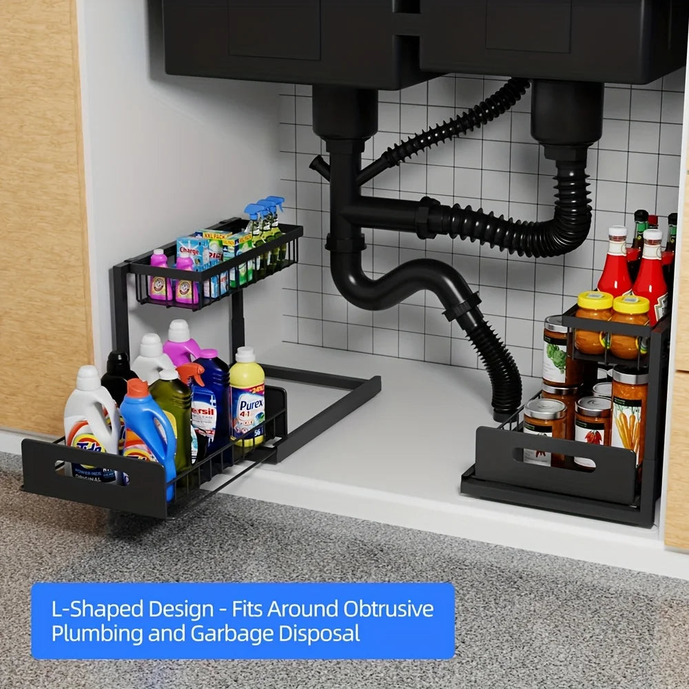 Metal Pull-Out Under Sink Organizer with Drawer
