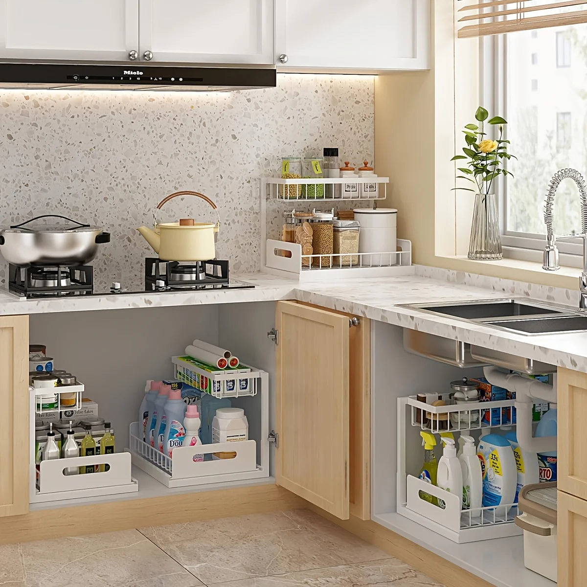 Metal Pull-Out Under Sink Organizer with Drawer
