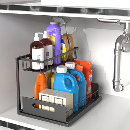 Metal Pull-Out Under Sink Organizer with Drawer
