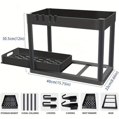 2-Tier Sliding Under-Sink Cabinet Organizer
