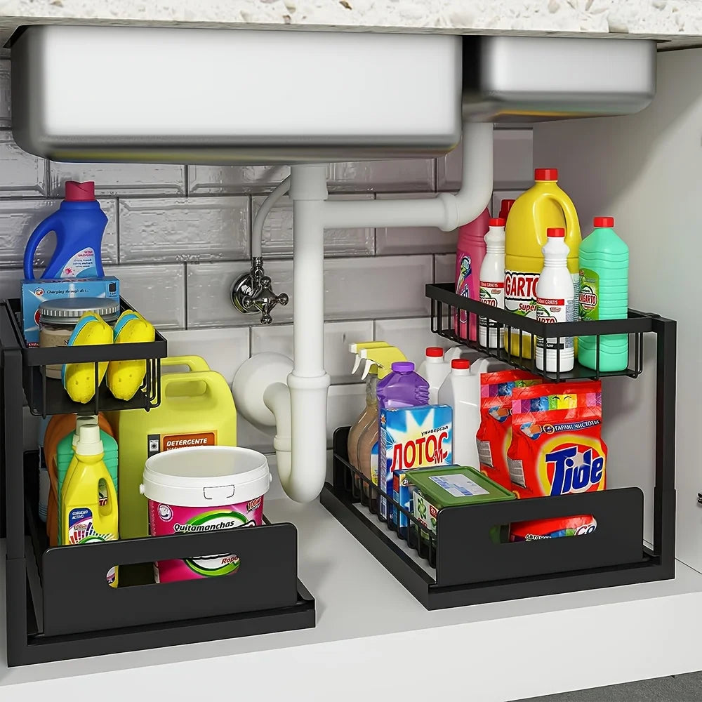 Metal Pull-Out Under Sink Organizer with Drawer