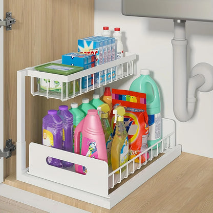 Metal Pull-Out Under Sink Organizer with Drawer