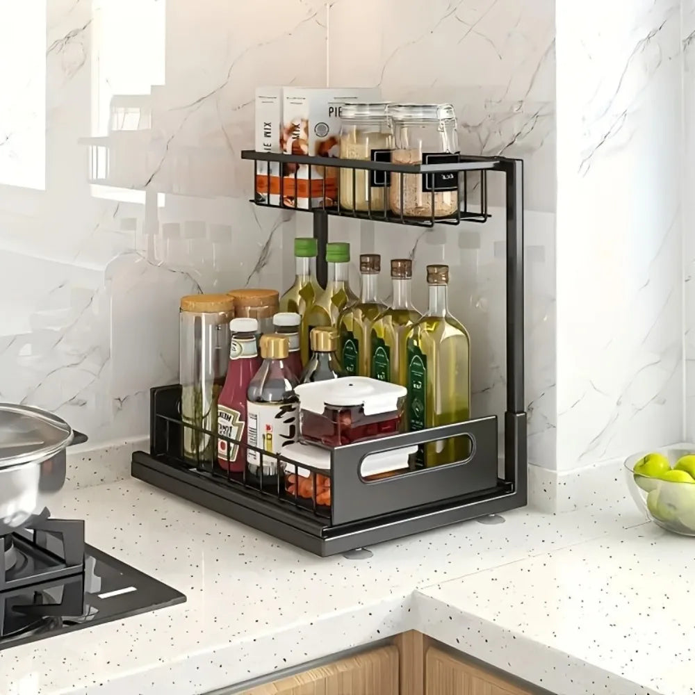 Metal Pull-Out Under Sink Organizer with Drawer