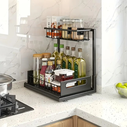 Metal Pull-Out Under Sink Organizer with Drawer