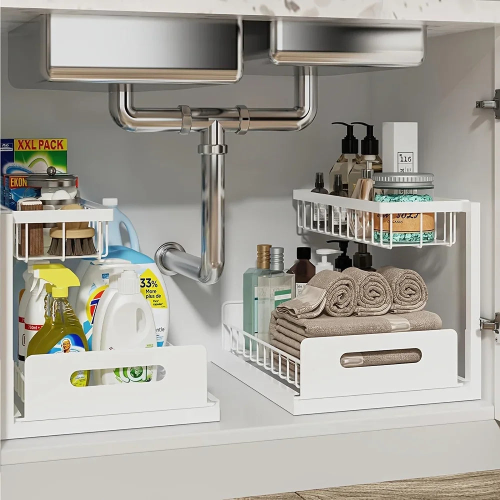 Metal Pull-Out Under Sink Organizer with Drawer