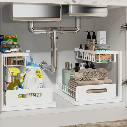 Metal Pull-Out Under Sink Organizer with Drawer