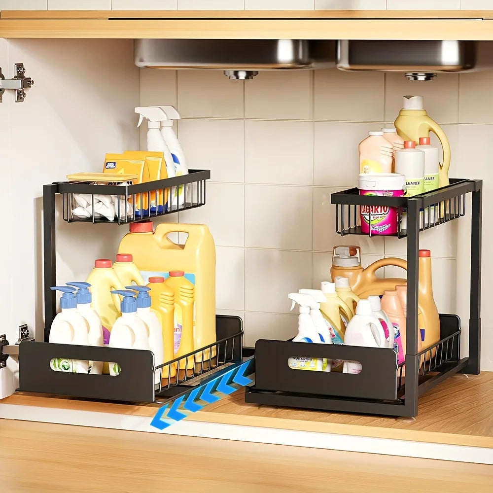Metal Pull-Out Under Sink Organizer with Drawer