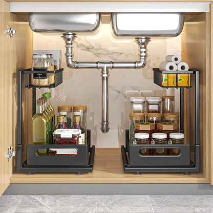 Metal Pull-Out Under Sink Organizer with Drawer