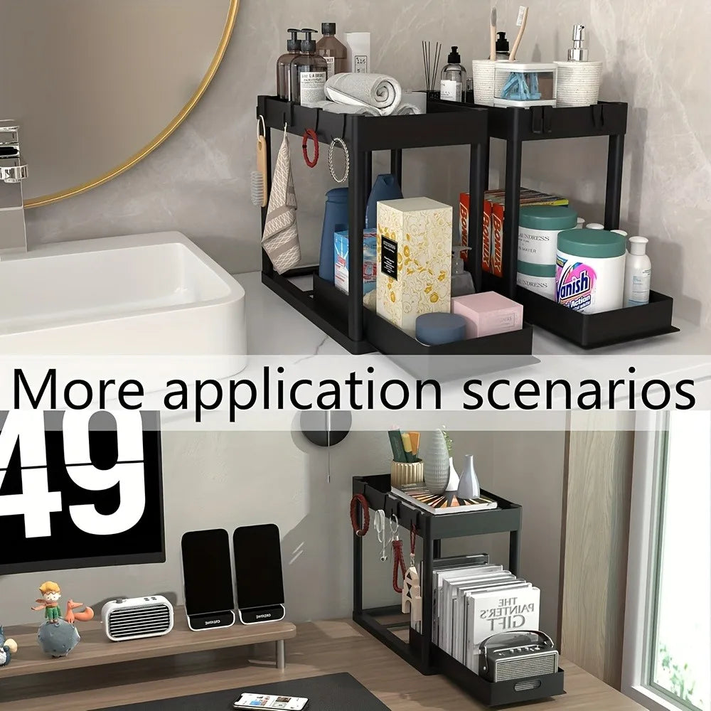 2-Tier Sliding Under-Sink Cabinet Organizer
