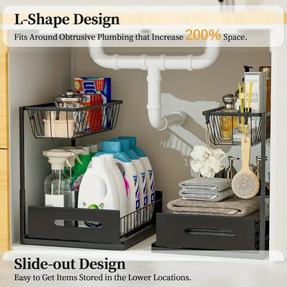 Metal Pull-Out Under Sink Organizer with Drawer