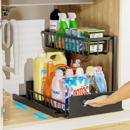 Metal Pull-Out Under Sink Organizer with Drawer