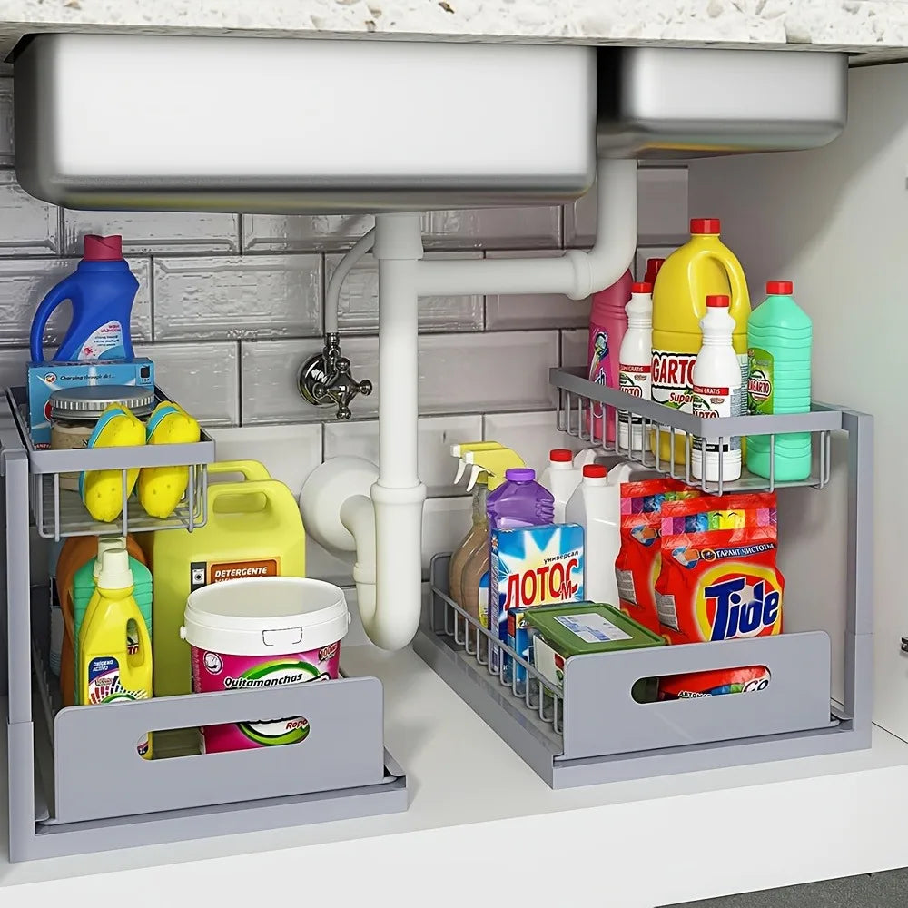 Metal Pull-Out Under Sink Organizer with Drawer